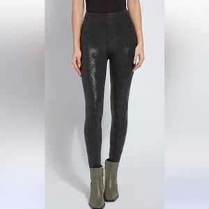 Lyssé Matilda Foil Vegan Leather Legging – Black Snak Sz M NWT